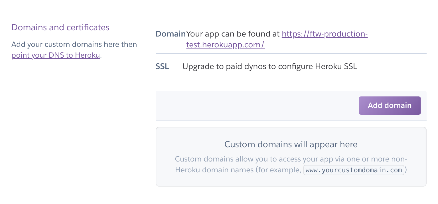 Heroku settings